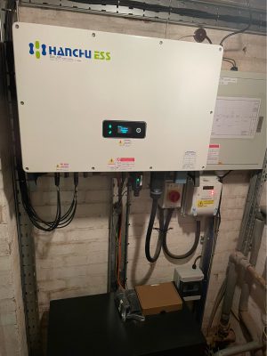 Hanchu hybrid inverter and cabling installed at Kidderminster Cricket Club