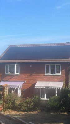 Front of Lucy's home showing the finished 6.65kWp solar panel installation